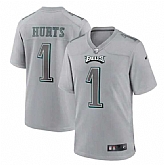 Men's Philadelphia Eagles #1 Jalen Hurts Gray Atmosphere Fashion Stitched Game Jersey Dzhi,baseball caps,new era cap wholesale,wholesale hats